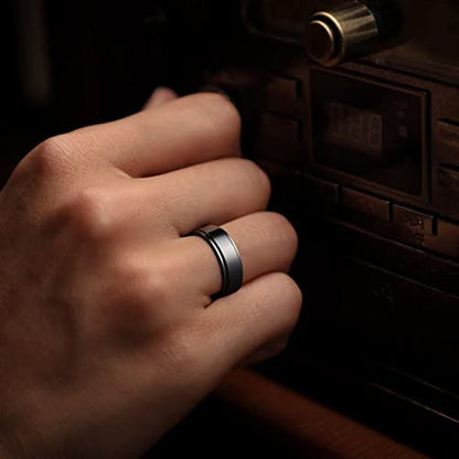 King Will 316L Stainless Steel Spinner Ring for Men Women Size 4-16 - color: C-Polished Black