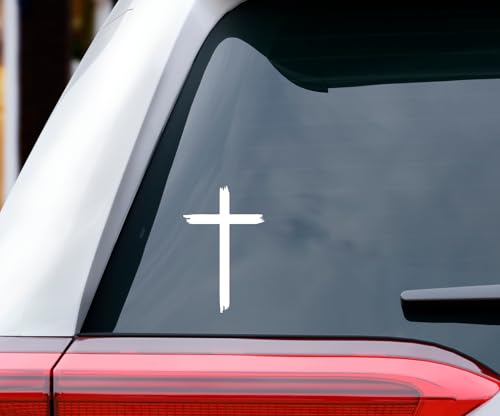 Christian Cross Car Decal - Vinyl Sticker, White, 4 in - color: White, size: (A) X-Small: 4"