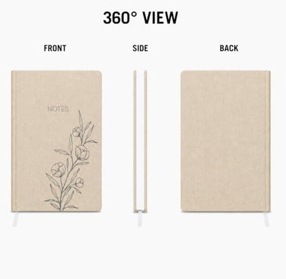 WORLD TRAVELER Large Lined Journal Notebook 256 Ruled White & Ivory Pages - color: Linen Floral