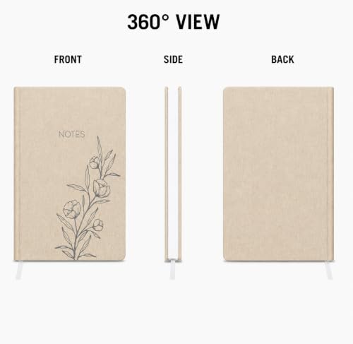 WORLD TRAVELER Large Lined Journal Notebook 256 Ruled White & Ivory Pages - color: Linen Floral