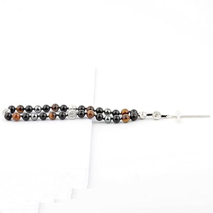 KIKILA Handmade 8mm Anglican Prayer Beads Rosary Natural Stone Beads with Cross Custom Rosary - style: Triple Protection