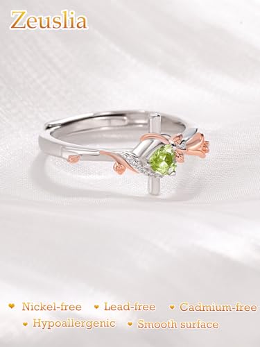 Birthday Gifts Birthstone Rings for Women 925 Sterling Silver Birthstone Rings Anchor/Tree of Life/Snake/Rose Cross Faith Religous Jewelry Gift for Wife Mom Grandma - color: 08-Peridot (C), style: Rose Cross