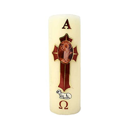 Cirio Pascual Paschal Candle – (6" inches - Regular / 1/4 Kilo) 100% Wax Religious with Alpha & Omega Symbol – Jesus Christ Church Candle for Holy Saturday Vigil, Resurrection & Worship - size: 6" inches - regular / 1/4 Kilo