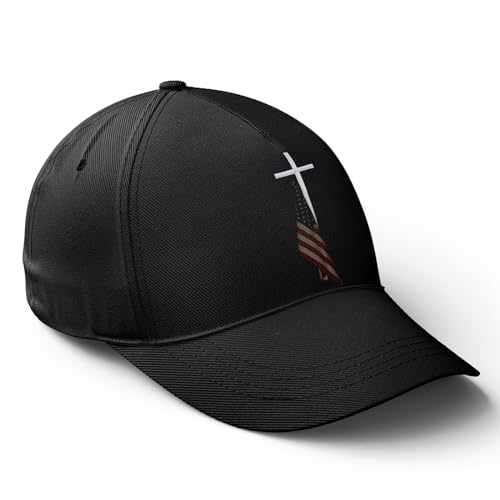 American Flag Christian Trucker Hat for Men Women, Adjustable Snapback Baseball Cap USA Pride Hat Religious Gifts - color: Printed Flag+ Cross