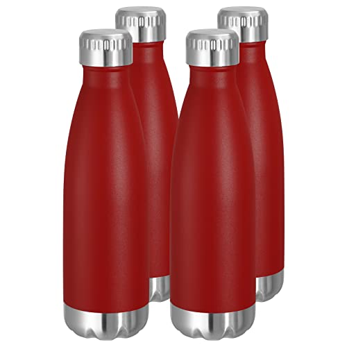 VEGOND 17oz Stainless Steel Water Bottles Bulk, Reusable Metal Sports Water Bottle Keeps Drink Hot and Cold, BPA Free Double Wall Vacuum Cola Shape Insulated Water Bottles for Camping Gym, 4 Pack - color: Wine red-, size: 17oz-4 Packs