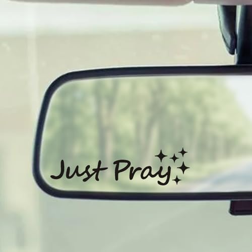 3Pcs Jesus Christian Mirror Stickers Decals for Car Rearview (Black) - color: Black-Just Pray
