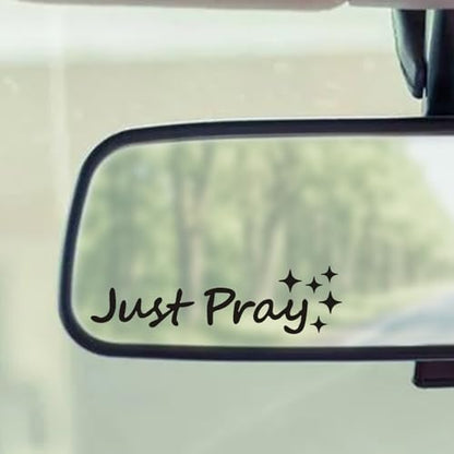 3Pcs Jesus Christian Mirror Stickers Decals for Car Rearview (Black) - color: Black-Just Pray