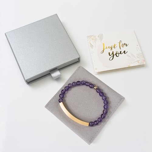 Amethyst Christian Bracelet for Women, 18K Gold Plated Bible Verse Jewelry, Inspirational Religious Faith Gift, Scripture Jewelry for Encouragement & Strength - color: A piece of my heart is in heaven-Amethyst Rose Gold
