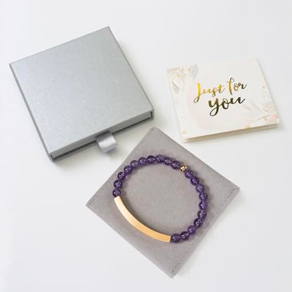 Amethyst Christian Bracelet for Women, 18K Gold Plated Bible Verse Jewelry, Inspirational Religious Faith Gift, Scripture Jewelry for Encouragement & Strength - color: A piece of my heart is in heaven-Amethyst Rose Gold