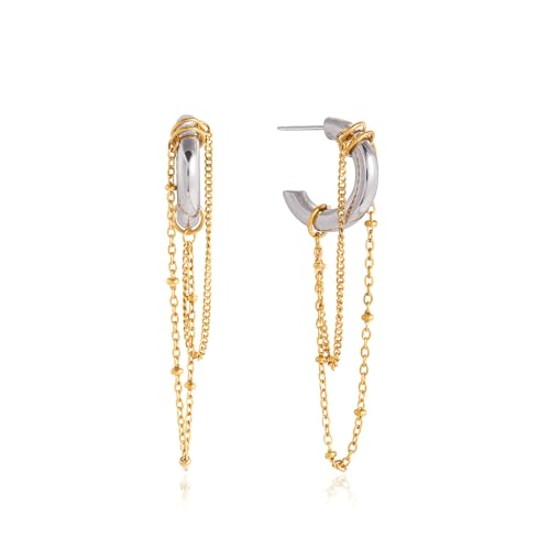 Gold Dangle Earrings for Women，Tassel Hoop Earrings with Charms - color: E
