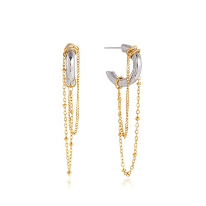 Gold Dangle Earrings for Women，Tassel Hoop Earrings with Charms - color: E