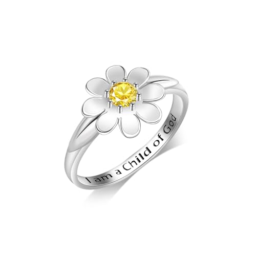 I Am A Daughter of God Ring: 925 Sterling Silver God Daisy Purity Rings