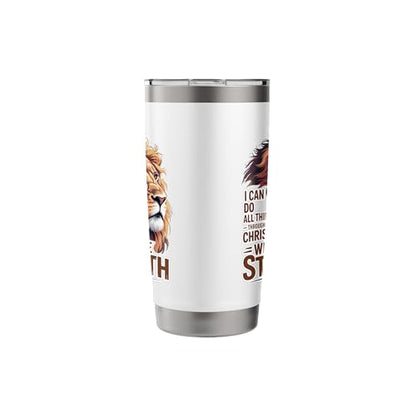 I Can Do All Things Through Christ Who Gives Me Strength Stainless Steel Insulated Tumbler - color: White