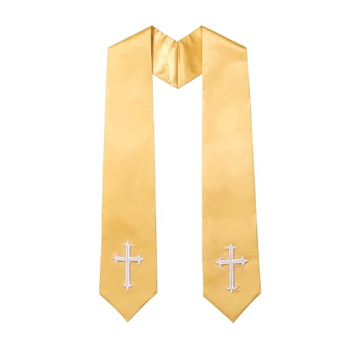 Clergy Stole & Choir Stole with Embroidered 60/72" - color: Gold, size: 72 inch