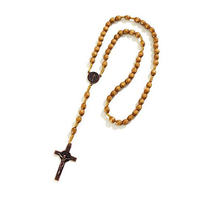 KOMI Handmade Wooden Catholic Rosaries, Rosary Beads Necklace Wood Christian Prayer Beads Catholic Christian Gift - style: Rosary#2