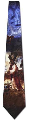 Steven Harris Christian Ties Mens Christ Carrying Cross Necktie Religious Tie for Men Cross Neckties