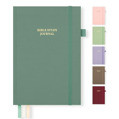 Bible Study Journal & Notebook for Women and Men, 5.8" x 8.3" - color: Dark Green, size: A5 ( 5.8" x 8.3" )
