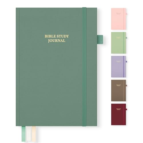 Bible Study Journal & Notebook for Women and Men, 7.1" x 10.4" - color: Dark Green, size: B5 ( 7" x 10.2" )
