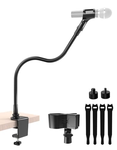 19" Gooseneck Microphone Stand for Desk, Clamp-On Arm with Heavy-Duty Clamp - size: Heavy-Duty Clamp