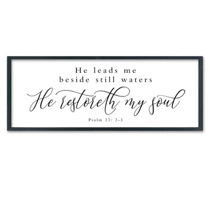 SRSZHIYUE Psalm 23 Wall Art He Leads Me Beside Still Waters 40"×15" Black - color: He Leads Me Beside (Black), size: 40"L x 15"W