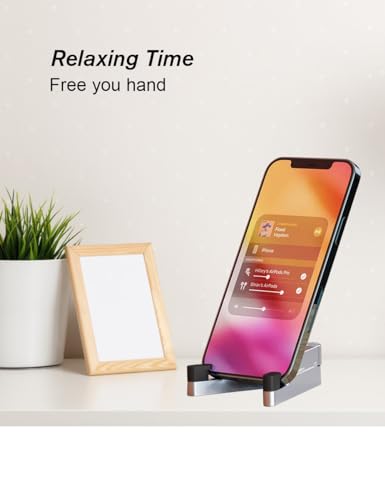 MONEER Cell Phone Stand, Phone Stand for Desk, Foldable & Portable iPhone Stand, Cell Phone Holder Desk Compatible with All Mobile Phone, iPhone, iPad mini, Tablet 4-10.5" (Silver) - color: Silver