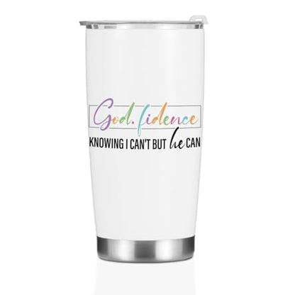 Inspirational Gifts for Women Men Mom Tumbler, Positive Bible Verse Christian Gifts Christmas Birthday Boss Day, Faith Religious Coffee Mug Stainless Steel Vacuum Insulated Double Wall Travel Cup - color: God Fidence 1226
