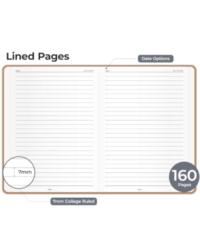 BIYUNRO Leather Journal Notebook for Women Men, A5 Hardcover, Lined, Brown - color: Brown