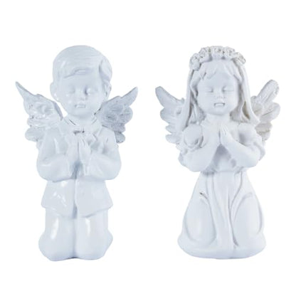 Guardian Angel Figurine Praying Hands Statue Cherub Statue Set - color: Boy+girl
