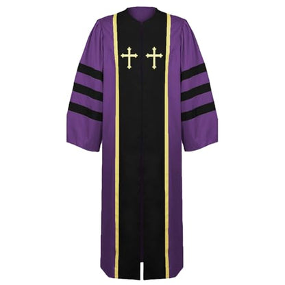 Men Priest Costume Pastor Gown Clergy Pulpit Robes Halloween - color: Purple, size: Small