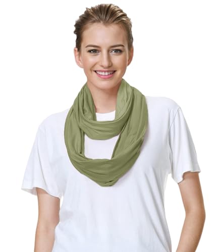 Lina & Lily Premium Modal Jersey Knit Women's Infinity Scarf Loop Lightweight - color: Lime Green