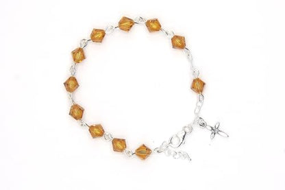 Catholic Communion Rosary Bracelet Created with Swarovski® Crystals, Glass - color: Topaz - November