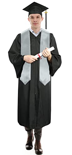 Plain Graduation Stole Sash 60 Inch Unisex Adults Solid - color: Silver Stole