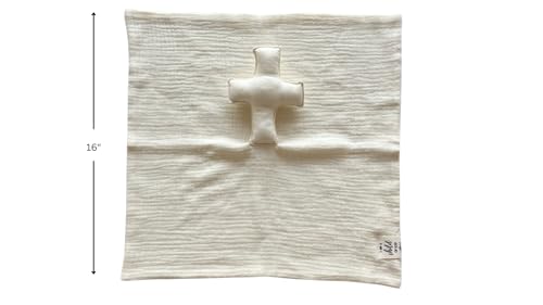 Cross Lovey, Cross Security Blanket, Christian Baby Gift, Baptism Gift, Easter Gift, Newborn Baby Gift, Blessing Blanket (Cream) - color: Cream