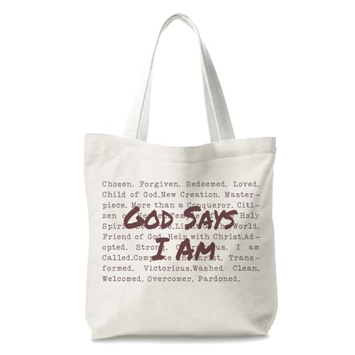 Bible Tote Bags Cute Christian Preppy Canvas Tote Bag Christian Gifts for Women Reusable Shopping Bags(Parent) - color: God Say-2