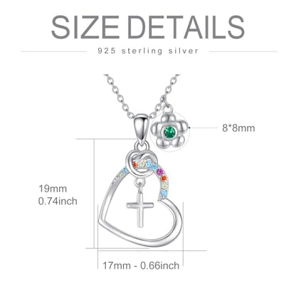 AOBOCO Cross Necklace Birthstone Jewelry Baptism First Communion Confirmation Gifts Necklace for women - color: 05-emerald-May