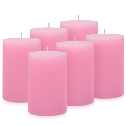 6 Pack 2.75 "x 3.25" Pink Pillar Candle for Home Restaurants Spa Church Weddings, Hand Poured Unscented Smokeless Dripless Column Candle, Emergency, Long-Lasting Candle - color: Pink