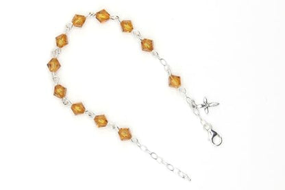 Catholic Communion Rosary Bracelet Created with Swarovski® Crystals, Glass - color: Topaz - November