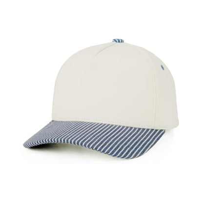 C.C Women's Criss-Cross Ponytail Trucker Hat - Snapback, One Size - color: Pinstripe-denim1
