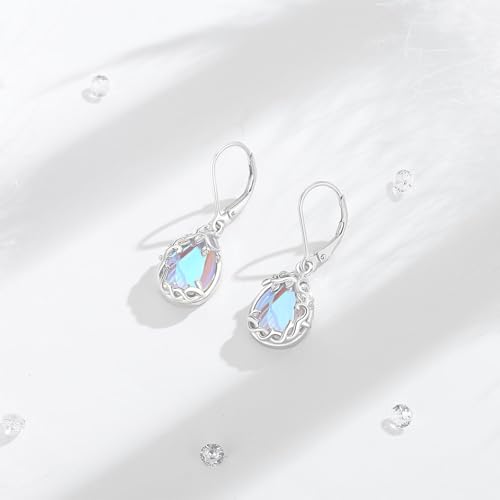 Vito Moonstone Turquoise Drop Earrings for Women, 925 Sterling Silver Hooks - style: Vine-Moonstone