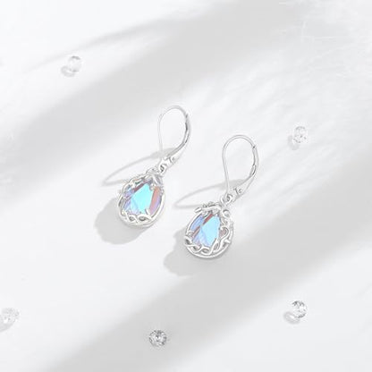 Vito Moonstone Turquoise Drop Earrings for Women, 925 Sterling Silver Hooks - style: Vine-Moonstone