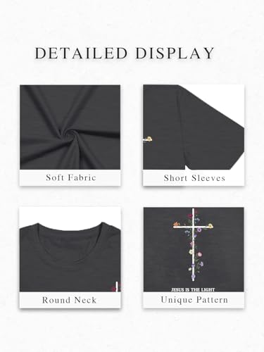 Christian Shirts for Women Faith Over Fear Oversized Graphic Tees - color: Darkgreyx, size: Small