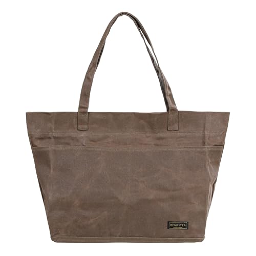 Heavy-Duty 16 oz. Waxed Canvas Zipper Tool Bag with Pockets and Carry Handle - Suitable for Groceries and General - color: Grey