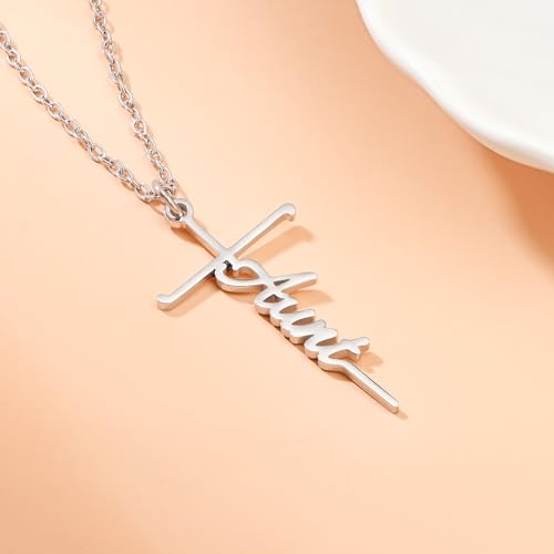 Lcherry Faith Cross Pendant Necklace for Women Religious Christian Jewelry Birthday Christmas Gifts for Women - style: 8-Aunt