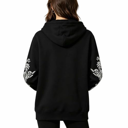 Zip Up Oversized Hoodies Women Men, Graphic Gothic Jackets Cross Hoodie, Baggy Streetwear Fleece Sweater Unisex - color: Black, size: Large