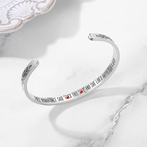TONY & SANDY Cuff Bracelets for Women Teen Girls Best Friend Sister Mom Daughter Granddaughter Easter Birthday Mother's Day Christmas Stocking Stuffers for Teen Girls Women Jewelry - style: 1 - A wise woman once said “ F@ck this sh@t” she lived happily ev