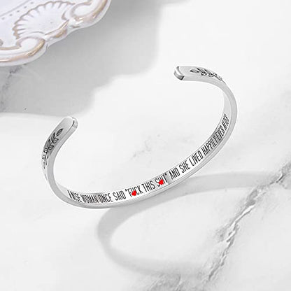 TONY & SANDY Cuff Bracelets for Women Teen Girls Best Friend Sister Mom Daughter Granddaughter Easter Birthday Mother's Day Christmas Stocking Stuffers for Teen Girls Women Jewelry - style: 1 - A wise woman once said “ F@ck this sh@t” she lived happily ev