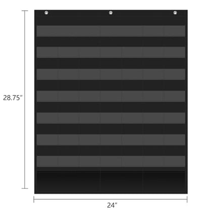 REGELETO Boho 46+3 Pockets Calendar Pocket Chart with 92 Cards for Classroom,Large Size: 28.75 x 24 inch Black Monthly Calendar and Weather Pocket Chart for Students Learning for Home or School - size: 46+3 Pockets