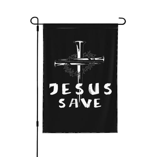 Jesus Save Double Sided Flag Double Sided Garden Flag 12.5x18 Inch - Farmhouse Seasonal Yard Decor, Outdoor Decorative Flag For Outside (No Flagpole) - color: Jesus Save Double Sided Flag