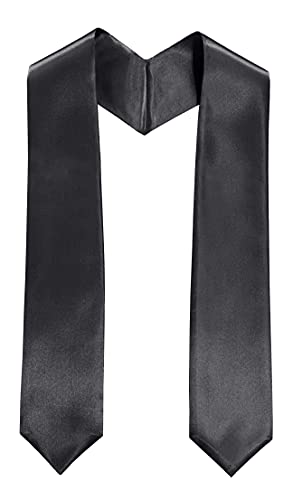 Plain Graduation Stole Sash 60 Inch Unisex Adults Solid - color: Black Stole