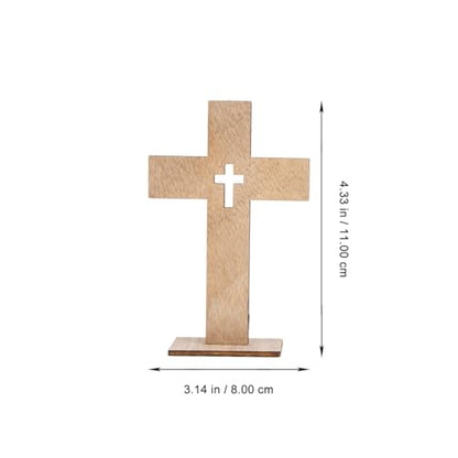 PRETYZOOM 20pcs Wooden Standing Cross Figurines, 4'' Tabletop Unpainted Cross Ornaments for Craft, First Communion Centerpiece, Religious Decor for Easter, Christmas - size: 11x8cm
